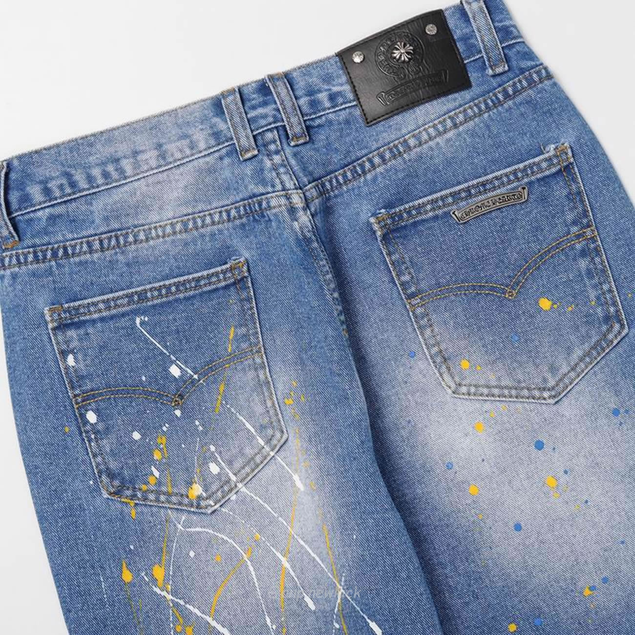 Chrome Hearts Blue Speckle Jeans Cross (10) - newkick.org